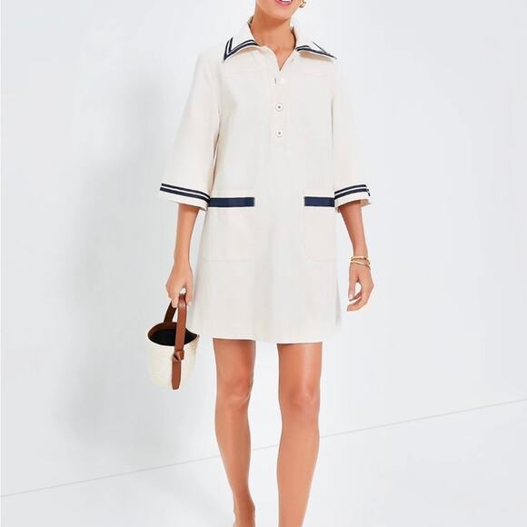Tuckernuck Dresses & Skirts - NWT Tuckernuck Pomander Place Hart Shirt Dress Mini Gardenia Tan Blue Large New